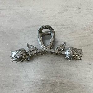 Taupe Double Tulip Flower Floral Bohemian 4.5” Large Lobster Claw Hair Clip